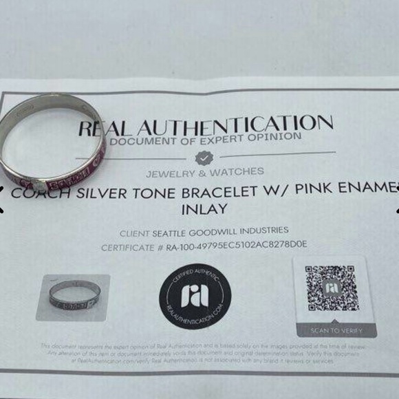 Coach Poppy Pink Enamel & Silver-Tone Bangle Bracelet Excellent Condition - Picture 11 of 11